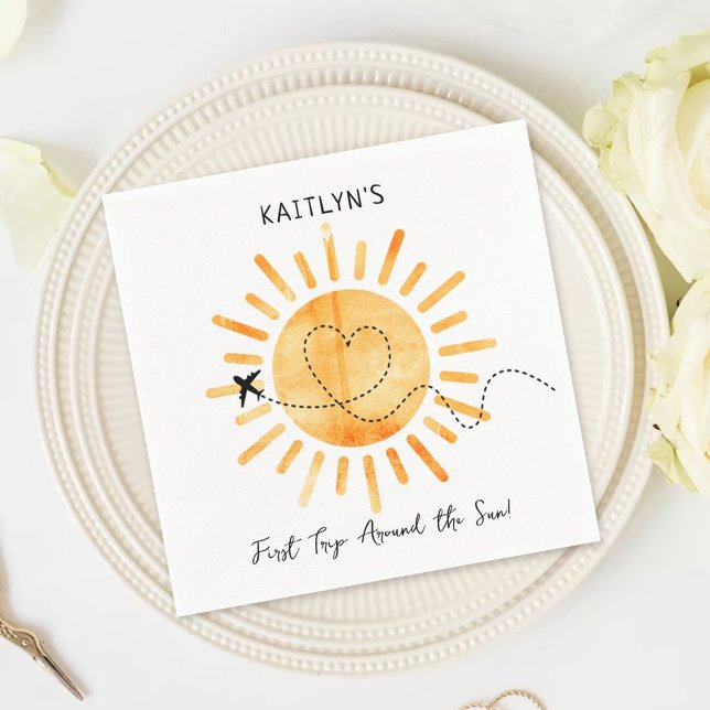 Serviette En Papier Premier Voyage Autour Du Soleil 1Er Anniversaire (Créateur téléchargé)