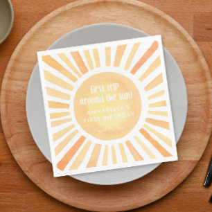 Serviette En Papier Premier voyage autour du soleil 1er anniversaire f