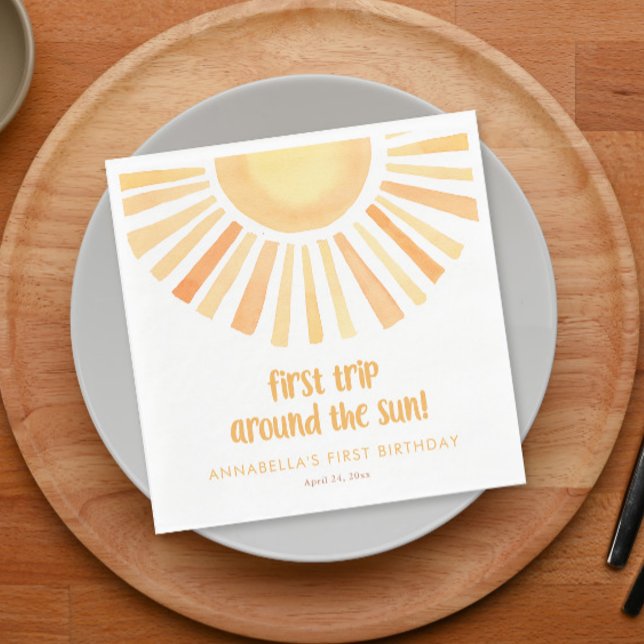 Serviette En Papier Premier voyage autour du soleil 1er anniversaire f (Créateur téléchargé)