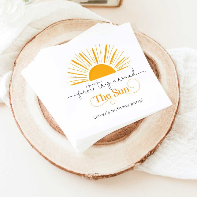 Serviette En Papier Premier voyage autour du soleil anniversaire minim (Créateur téléchargé)