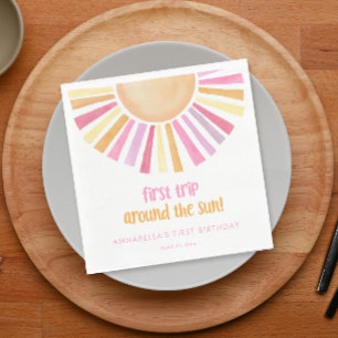 Serviette En Papier Premier voyage autour du soleil filles premier ann