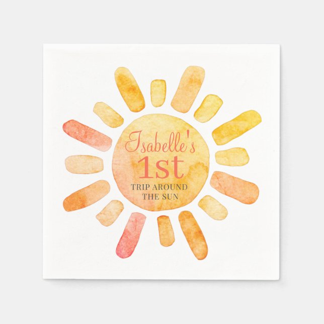 Serviette En Papier Premier Voyage Autour Du Soleil Premier Anniversai (Devant)