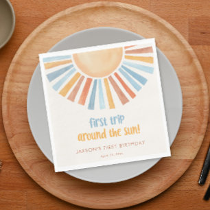 Serviette En Papier Premier voyage autour du soleil premier anniversai