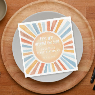 Serviette En Papier Premier voyage autour du soleil premier anniversai