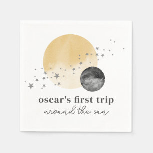 Serviette En Papier Premier Voyage Gris Autour Du Soleil