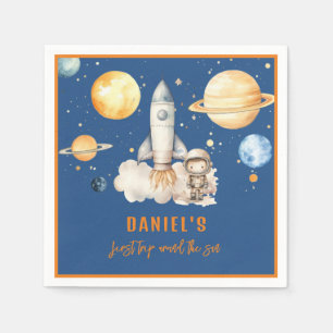 Serviette En Papier Premier voyage moderne autour du soleil Anniversai