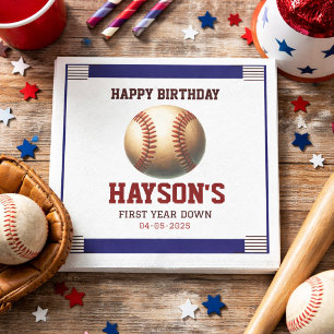 Serviette En Papier Première année de baseball en baisse Fête du 1er a