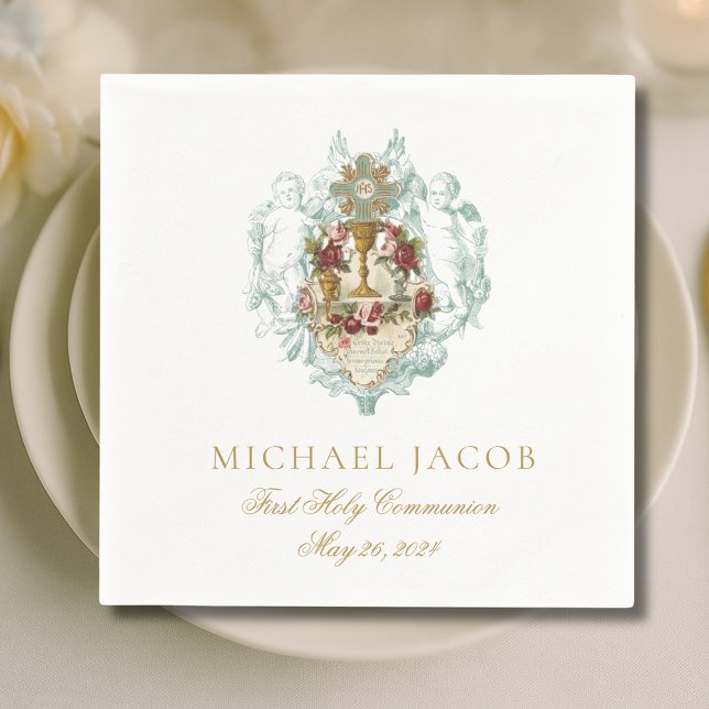 Serviette En Papier Première Communion catholique Chalice Angels hôtes (Créateur téléchargé)