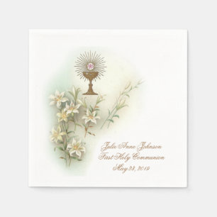 Serviette En Papier Première Communion Catholique Chalice Hôte Lys