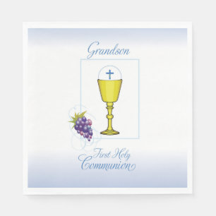 Serviette En Papier Première communion de petit-fils, Chalice avec hôt
