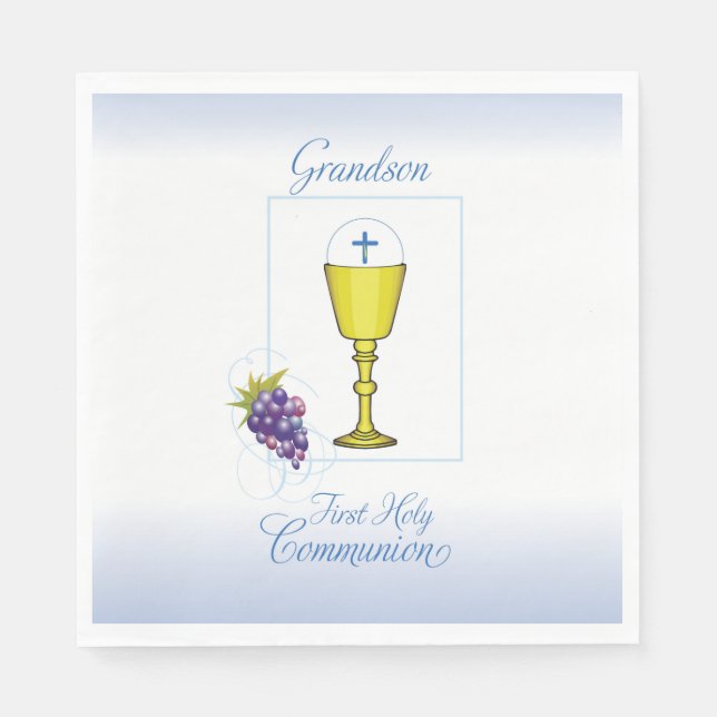 Serviette En Papier Première communion de petit-fils, Chalice avec hôt (Devant)