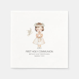 Serviette En Papier Première communion sainte minimaliste pour fille