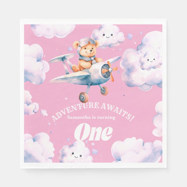 Serviette En Papier Première expédition d'anniversaire de Teddy (Devant)