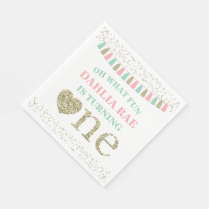 Serviette En Papier Première Fille Anniversaire de fête Napkins Monnai