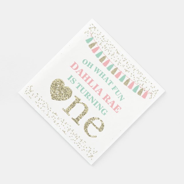 Serviette En Papier Première Fille Anniversaire de fête Napkins Monnai (Coin)