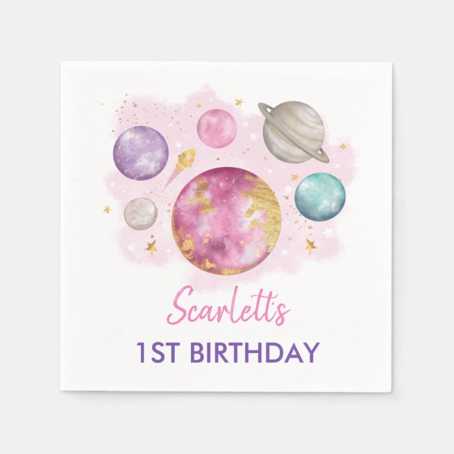 Serviette En Papier Première Fille autour du soleil fête d'anniversair (Devant)