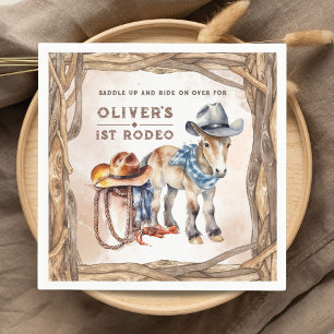 Serviette En Papier PREMIÈRE RODÉE Boy Cowboy 1st Birthday Party