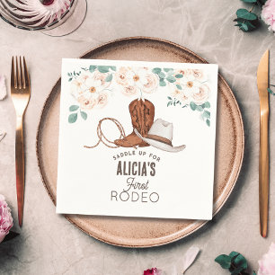 Serviette En Papier Première Rodéo Cowgirl Western Floral 1er Annivers
