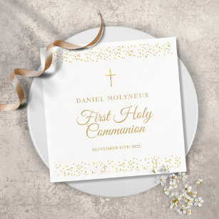 Serviette En Papier Première sainte communion de poussière d'or