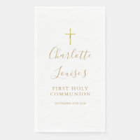 Première Sainte Communion Écriture Dorée Élégante