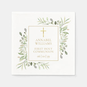 Serviette En Papier Première Sainte Communion Florale de Verdure à l'A