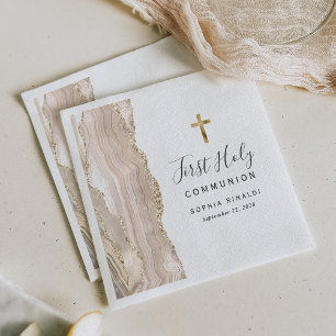Serviette En Papier Première Sainte Communion Ivory Gold Agate