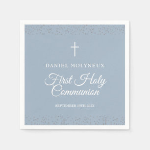 Serviette En Papier Première Sainte Communion Poussière Bleue Argentée