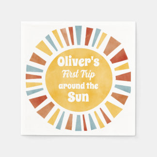 Serviette En Papier Première Tour Autour de l'Invitation Soleil