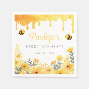 Serviette En Papier Premiers Fleurs Jaunes de la Journée de l'Abeille 