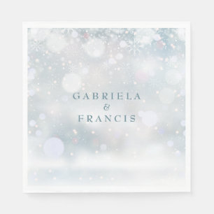 Serviette En Papier Premiers Snowflakes Mariage d'hiver Élégant