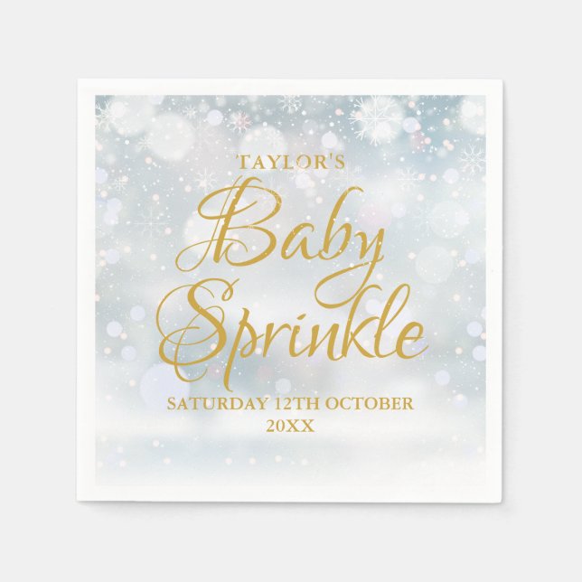 Serviette En Papier Premiers Snowflakes Winter Baby Sprinkle / Douche (Devant)