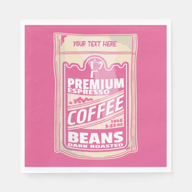 Serviette En Papier Premium espresso café haricots rose nourriture pop (Devant)