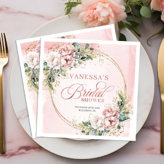 Serviette En Papier Premium rose gold blush floral bridal shower napki