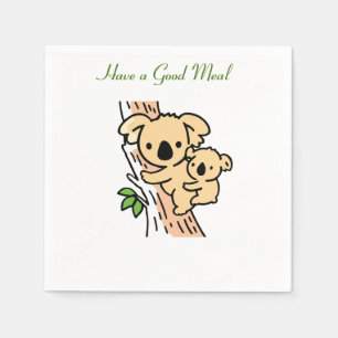Serviette En Papier Prenez un bon repas, mignonne Ours Koala avec bébé
