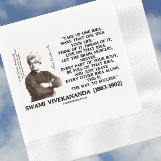 Serviette En Papier Prenez Une Idée Faites Cette Idée Votre Citation D (Inspirational quote on the way to success by 19th century religious leader Swami Vivekananda)