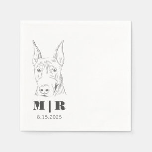 Serviette En Papier Prénom Initiales Doberman Mariage serviettes