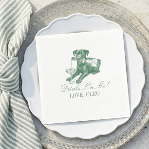 Serviette En Papier Prépa Sage Vert Labrador Champagne Mariage