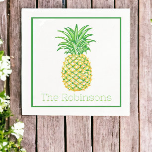 Serviette En Papier Préparé Jaune Vert Ananas Personnalisé