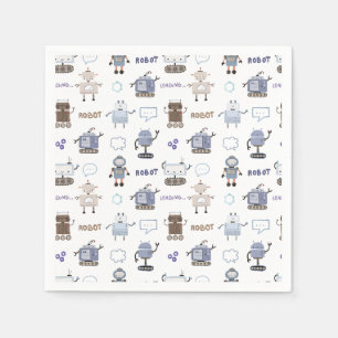 Serviette En Papier Préparez-vous pour un anniversaire de robot drôle 