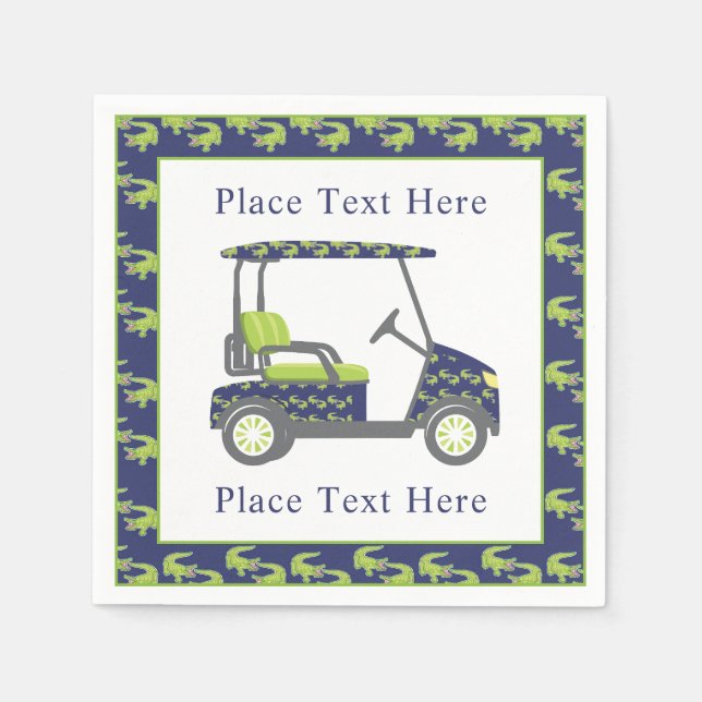 Serviette En Papier Preppy Alligators Golf Cart (Devant)