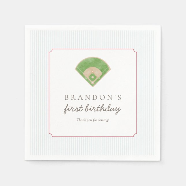 Serviette En Papier Preppy Baseball First Birthday Rookie One Party (Devant)