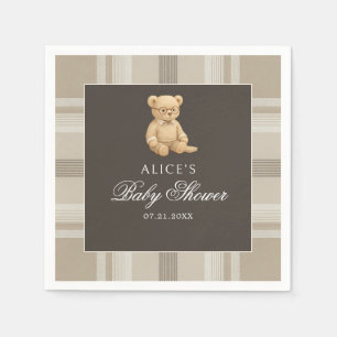 Serviette En Papier Preppy Bear Soft Neutral Baby shower