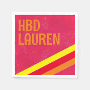 Serviette En Papier Preppy Birthday Hot rose Stripe