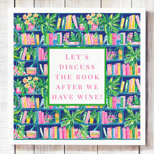 Serviette En Papier Preppy Book Club Funny Wine Navy