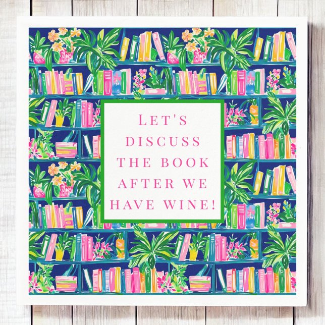 Serviette En Papier Preppy Book Club Funny Wine Navy (Créateur téléchargé)