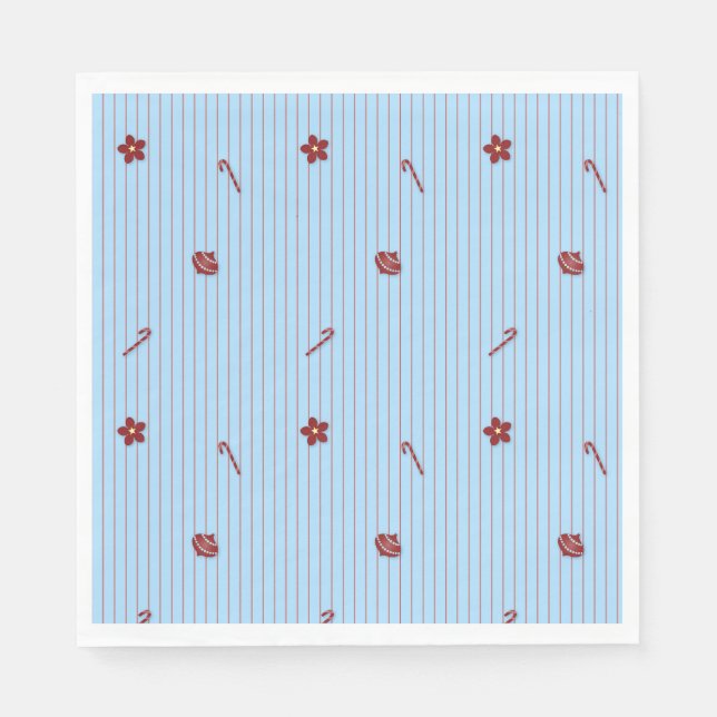 Serviette En Papier Preppy Christmas Pinstripe (Devant)
