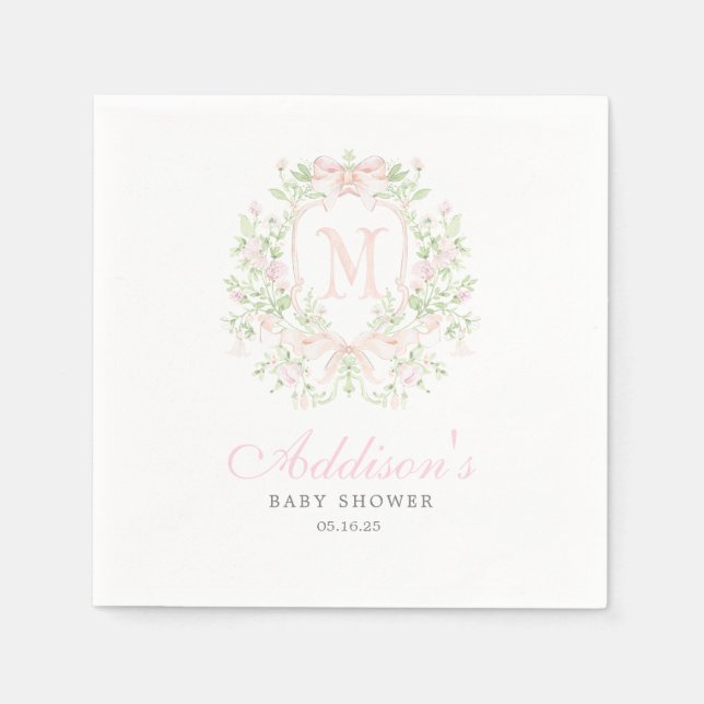Serviette En Papier Preppy Crest Baby Shower Invitation (Devant)