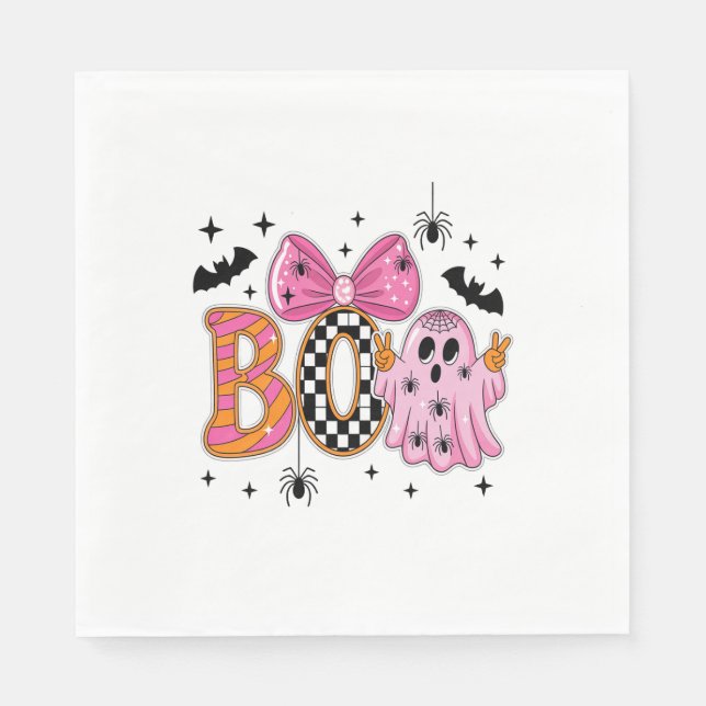 Serviette En Papier Preppy Éffrayant Halloween Boo (Devant)