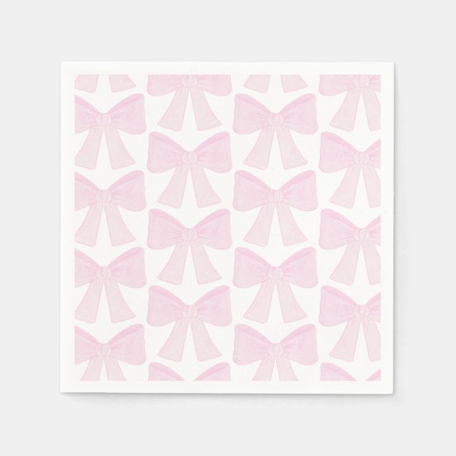 Serviette En Papier Preppy Pink Bow Grandmillennial Premier anniversai (Devant)