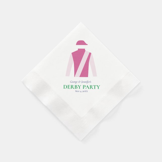 Serviette En Papier Preppy Pink Jockey Soies Derby Party Personnaliser (Coin)